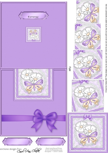 Fluttery Butterfly & Flowers -  No-Hole Easy Over the Edge Card & Spiral Pyramid Topper