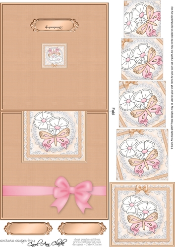 Fluttery Butterfly & Flowers -  No-Hole Easy Over the Edge Card & Spiral Pyramid Topper