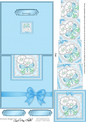 Fluttery Butterfly & Flowers -  No-Hole Easy Over the Edge Card & Spiral Pyramid Topper