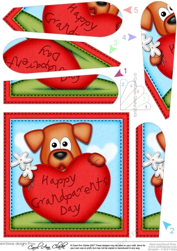 Rusty Dog Grandparents Day Heart Fan Pyramage Topper