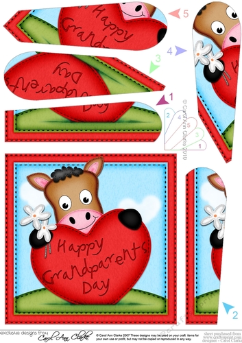 GiGi Horse Grandparents Day Heart Fan Pyramage Topper