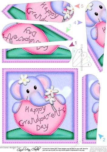 Lola Elephant Grandparents Day Heart Fan Pyramage Topper