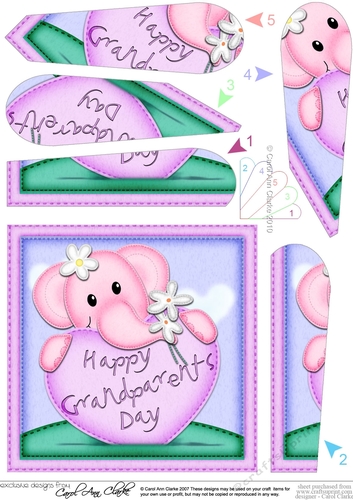 Lola Elephant Grandparents Day Heart Fan Pyramage Topper