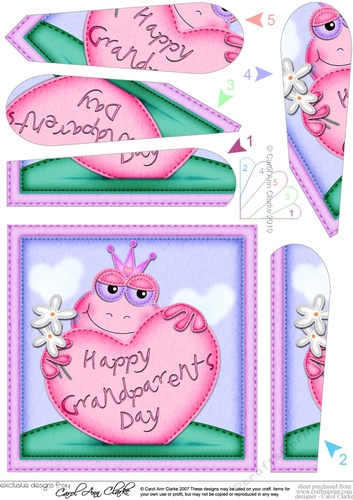 Freya Frog Grandparents Day Heart Fan Pyramage Topper