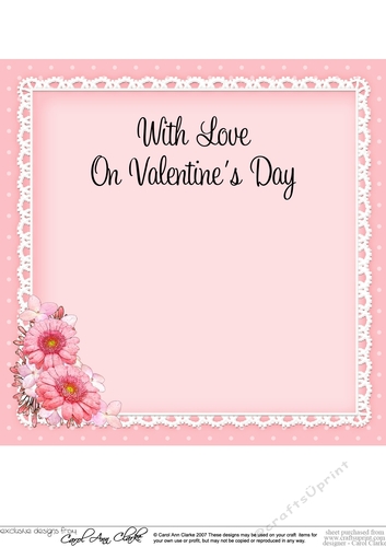 A Touch of Elegance Valentines Day Flowers, Lace & Pearls 8x8 matching insert