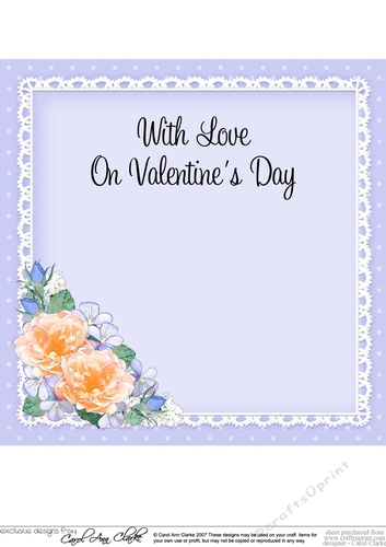 A Touch of Elegance Valentines Day Flowers, Lace & Pearls 8x8 matching insert