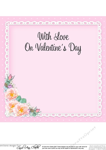 A Touch of Elegance Valentines Day Flowers, Lace & Pearls 8x8 matching insert