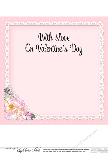 A Touch of Elegance Valentines Day Flowers, Lace & Pearls 8x8 matching insert