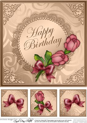 Roses and Metallic Lace 8 x 8 Quick Card Topper