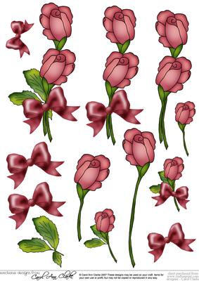 Roses and Metallic Lace 3D Decoupage Sheet