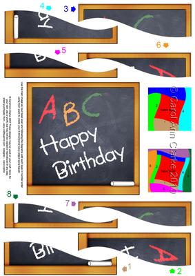 Birthday Blackboard Quick Card with Wavy Spiral Side Stacker