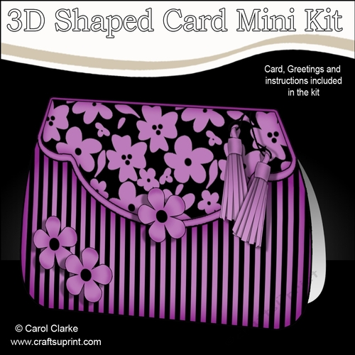3D Shaped Card  Kit - Pretty Floral Fold Over Clutch Bag