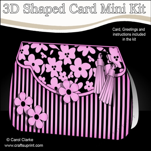 3D Shaped Card  Kit - Pretty Floral Fold Over Clutch Bag