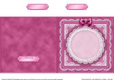 Square Pearls, Lace and Ribbon Plain Card Base Portrait Form