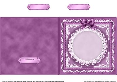 Square Pearls, Lace and Ribbon Plain Card Base Portrait Form