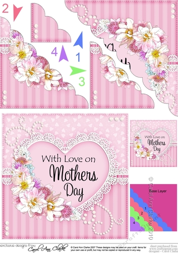 Mothers Day Flowers, Lace & Pearls Scalloped Corner Stacker
