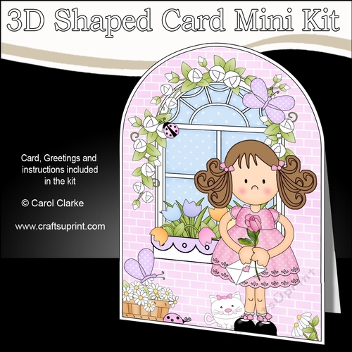 3D Shaped Card  Kit - Country Cottage Girlz Zoe has a Rose