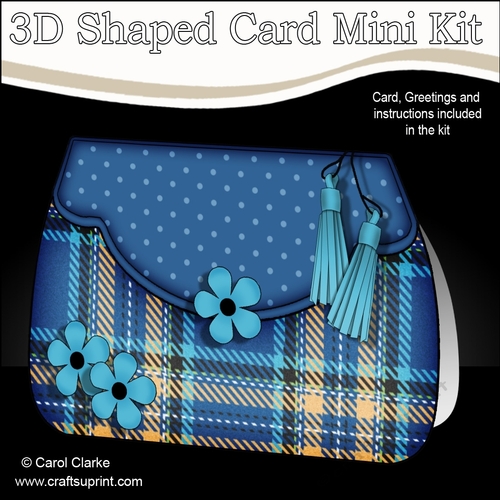 3D Shaped Card  Kit - Pretty Tartan & Polka Dot Fold Over Clutch Bag