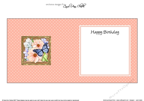 Flowers & Butterfly in a Gold Frame square landscape insert