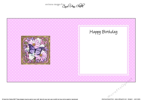 Flowers & Butterfly in a Gold Frame square landscape insert