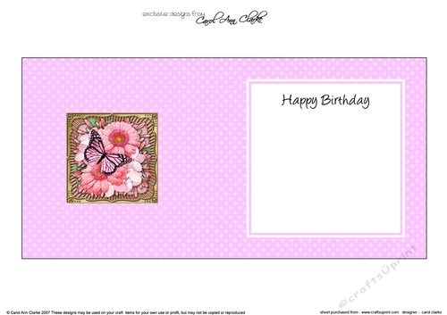 Flowers & Butterfly in a Gold Frame square landscape insert