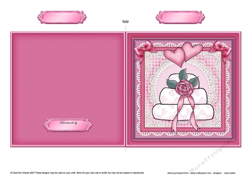Adorable Hearts Wedding Cake - Quick Cut and Fold Card  