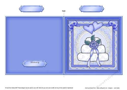 Adorable Hearts Wedding Cake - Quick Cut and Fold Card  