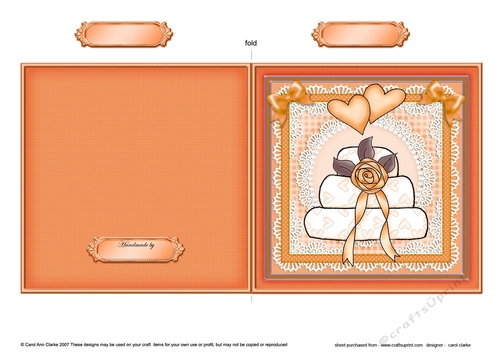 Adorable Hearts Wedding Cake - Quick Cut and Fold Card  