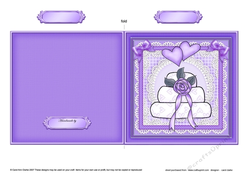 Adorable Hearts Wedding Cake - Quick Cut and Fold Card  