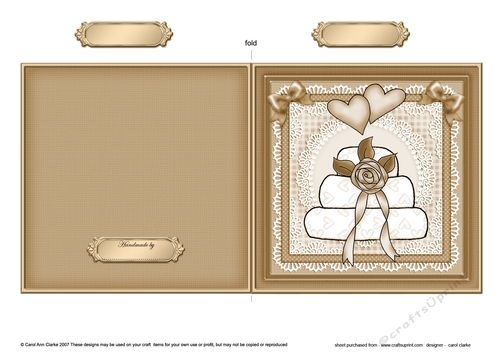Adorable Hearts Wedding Cake - Quick Cut and Fold Card  