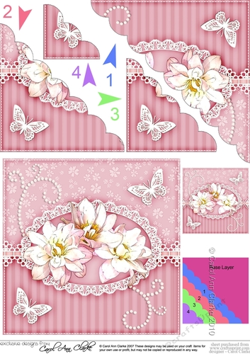 A Touch of Elegance Flowers Pearls and Lace Scalloped Corner Stacker