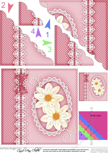 A Touch of Elegance Flowers Pearls and Lace Scalloped Corner Stacker