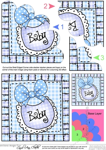 Baby Bib - Shell Edged Corner side stacker