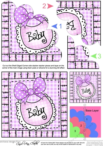 Baby Bib - Shell Edged Corner side stacker