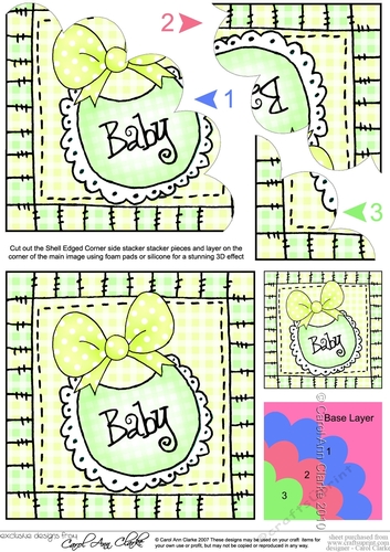 Baby Bib - Shell Edged Corner side stacker