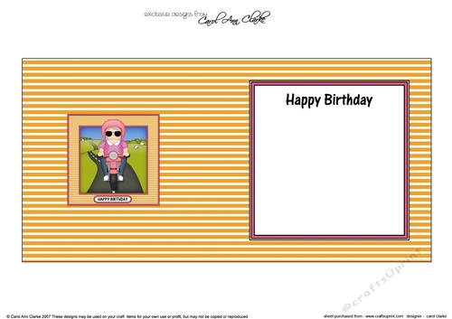 Square Landscape Insert Topper - Little Motorbike Rider hits the Open Road