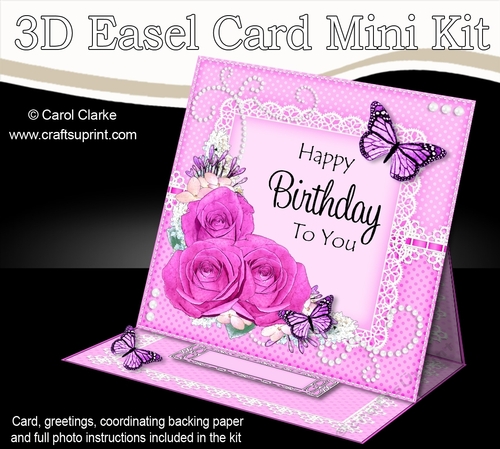 3D Easel Card Mini Kit - A Touch of Elegance Birthday - Flowers, Lace, Butterflies & Pearls