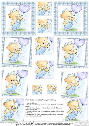 Hunney Bear Robert has a Balloon -  Twisted Pyramage sheet