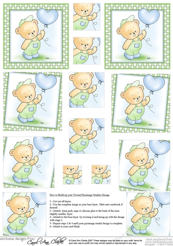 Hunney Bear Robert has a Balloon -  Twisted Pyramage sheet