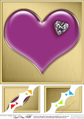 Romantic Enamel Heartwith diamond - 8 x 8 Scalloped corner Topper
