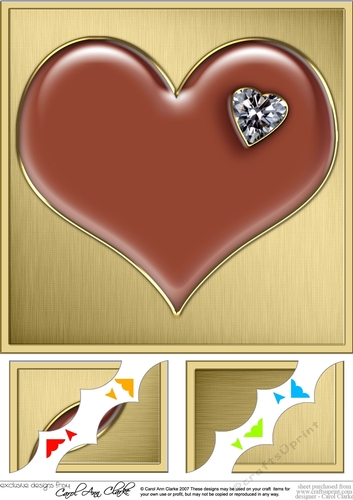 Romantic Enamel Heartwith diamond - 8 x 8 Scalloped corner Topper