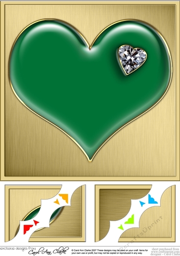 Romantic Enamel Heartwith diamond - 8 x 8 Scalloped corner Topper
