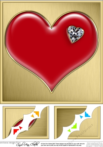 Romantic Enamel Heartwith diamond - 8 x 8 Scalloped corner Topper