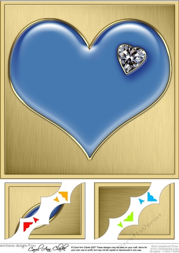Romantic Enamel Heartwith diamond - 8 x 8 Scalloped corner Topper