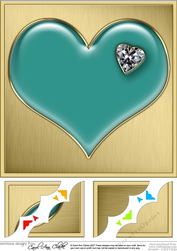 Romantic Enamel Heartwith diamond - 8 x 8 Scalloped corner Topper