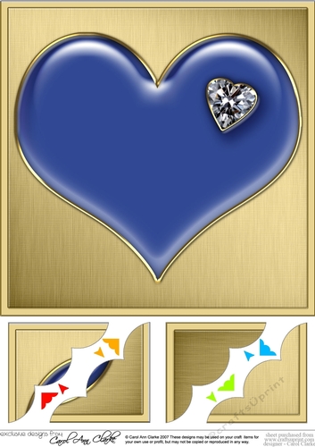 Romantic Enamel Heartwith diamond - 8 x 8 Scalloped corner Topper