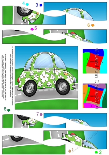 Funky Floral Car - Spiral Side Stacker