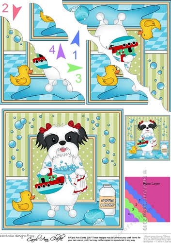 Scalloped Corner Stacker - Bathtub Buddies - Little Shih Tzu Dog