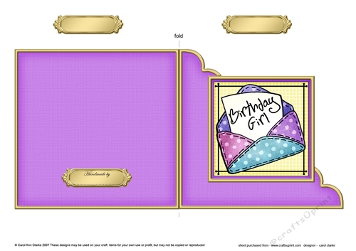 Birthday Girl Envelope - Cut and Fold Corner Card 