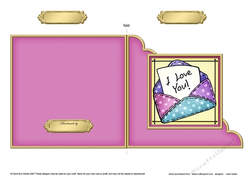 I Love You! Envelope - Cut and Fold Corner Card 